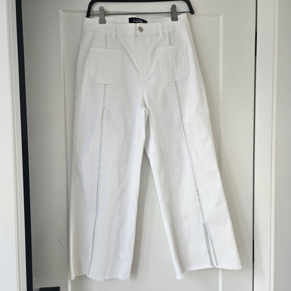 Joseph Ribkoff White Cropped Wide-Leg Jeans
